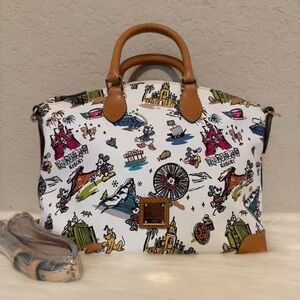 Dooney & Bourke White and Tan Satchel with Disney Prints